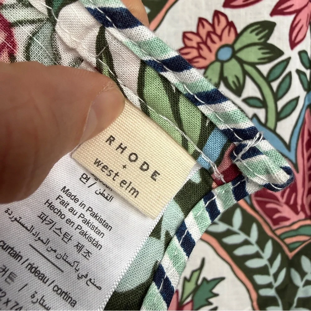 West Elm x Rhode Mushroom Linen Floral Shower Curtain